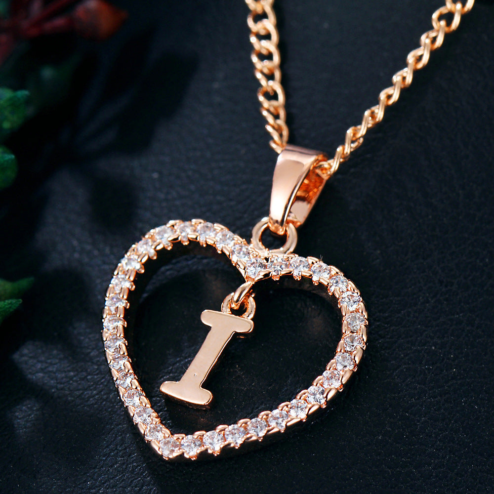 Wholesale Alloy Letter Zircon Love Necklace Jewelry Love Pendant