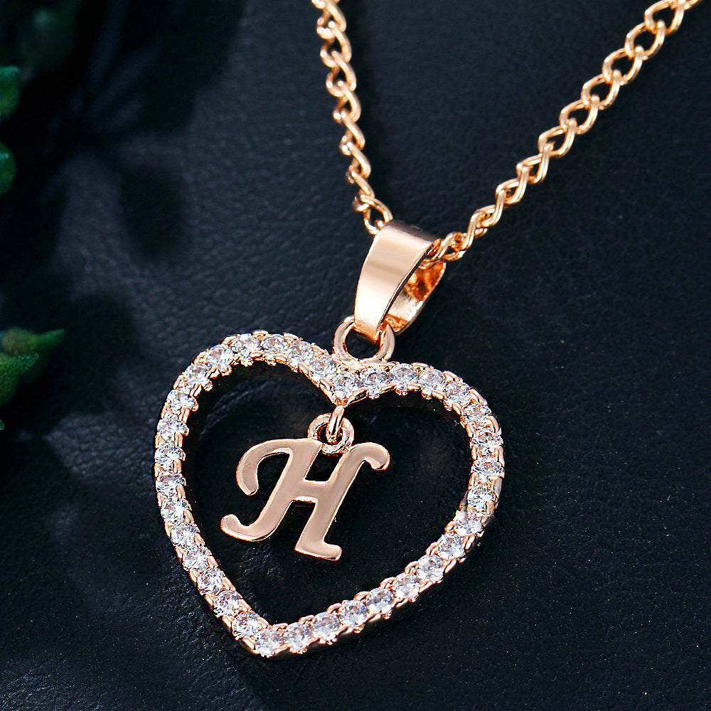 Wholesale Alloy Letter Zircon Love Necklace Jewelry Love Pendant