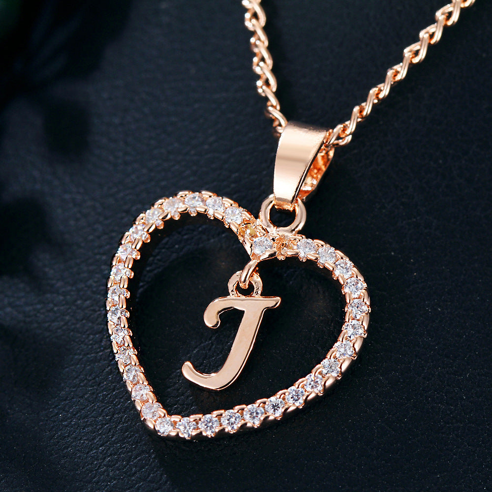 Wholesale Alloy Letter Zircon Love Necklace Jewelry Love Pendant