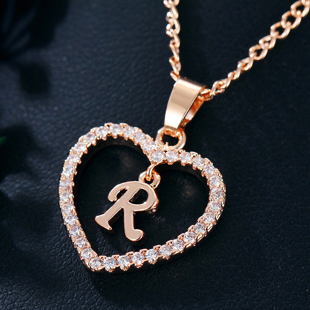 Wholesale Alloy Letter Zircon Love Necklace Jewelry Love Pendant