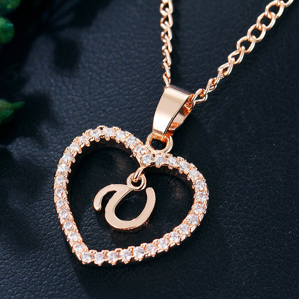 Wholesale Alloy Letter Zircon Love Necklace Jewelry Love Pendant