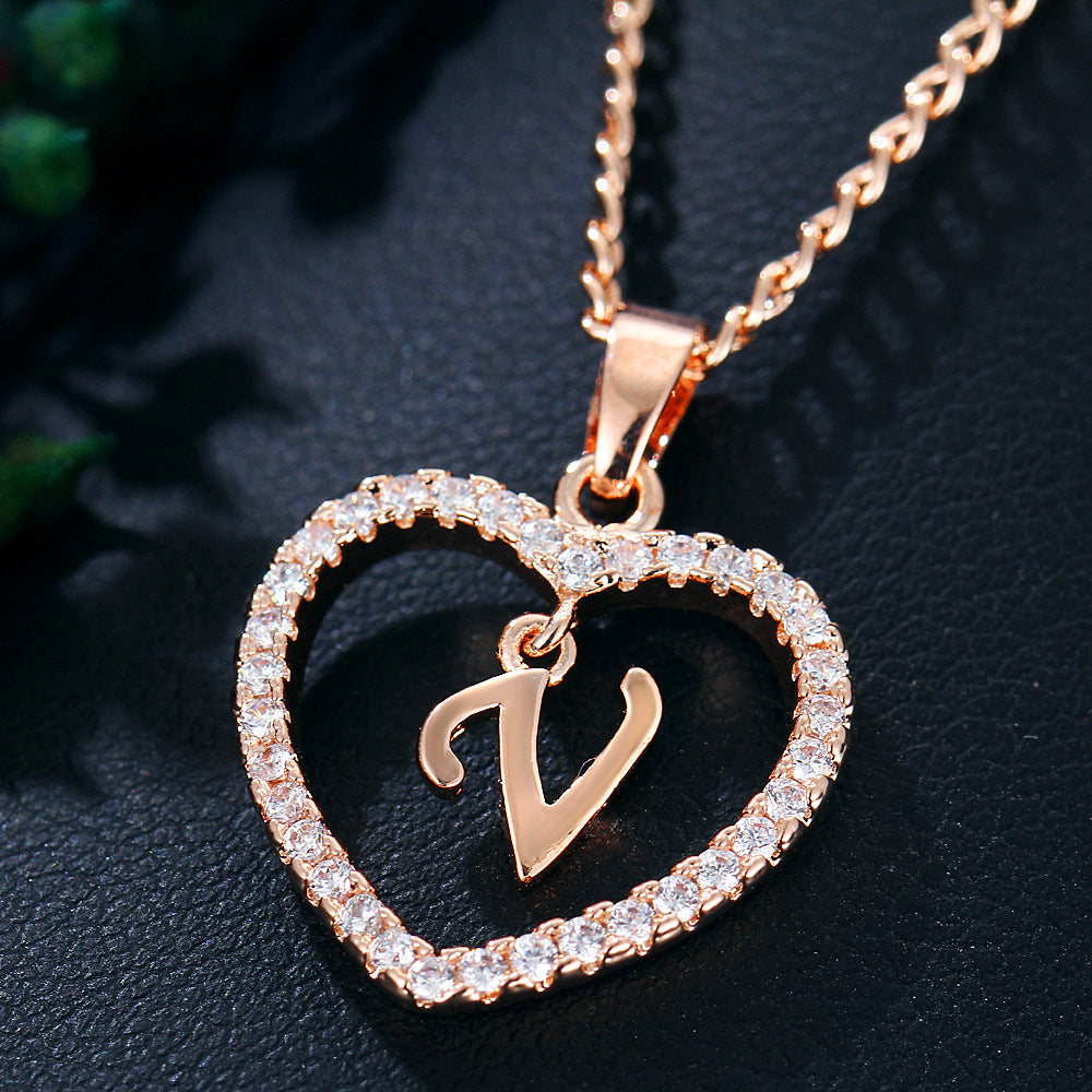 Wholesale Alloy Letter Zircon Love Necklace Jewelry Love Pendant