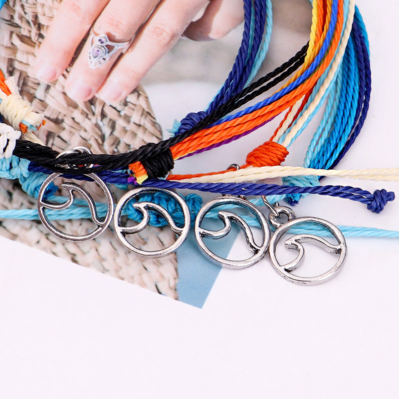 Wholesale Hand-woven Bohemian Waterproof Wax Cord Bracelet