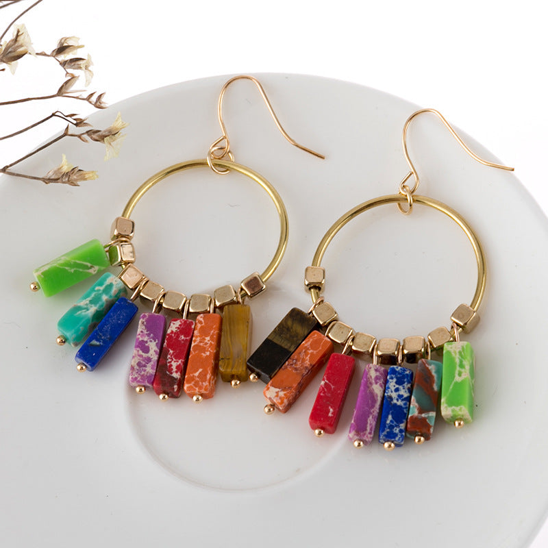 Wholesale  Bohemian Earrings Seven-Color Synthetic Turquoise  Earrings