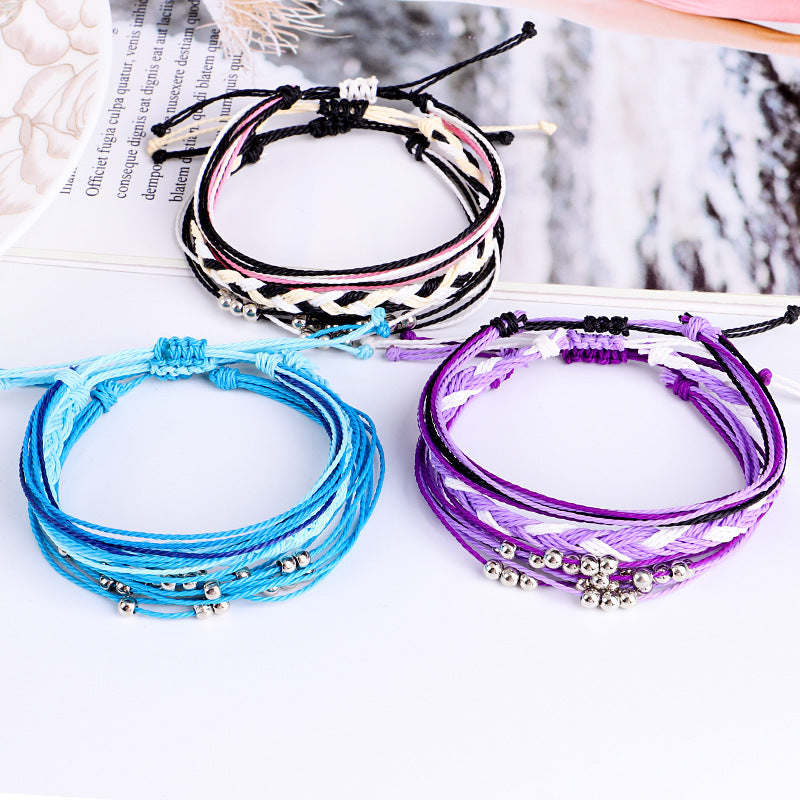 Wholesale Hand Woven Waterproof Wax Beaded Bohemian Bracelet