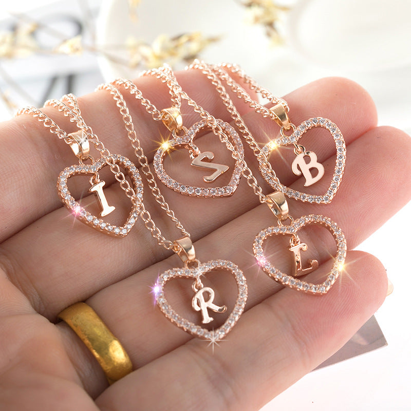 Wholesale Alloy Letter Zircon Love Necklace Jewelry Love Pendant