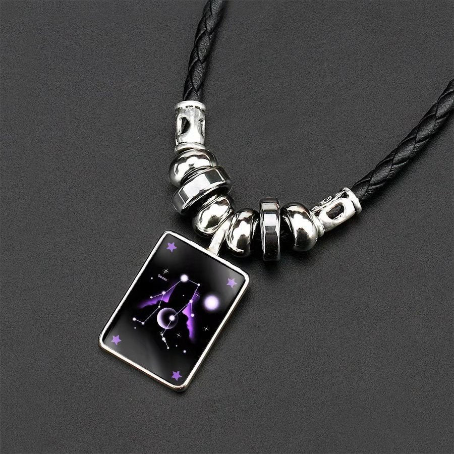 Wholesale Twelve Constellations Starry Sky Luminous Retro Necklace ACC-NE-Pufei004