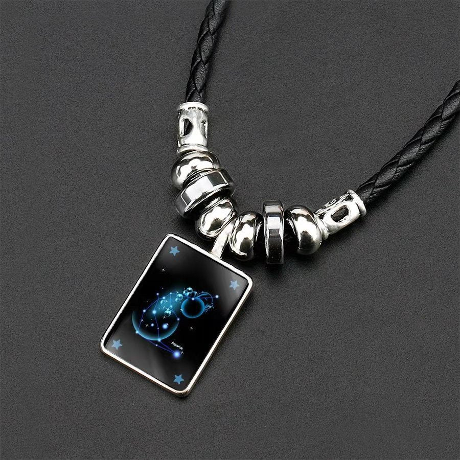 Wholesale Twelve Constellations Starry Sky Luminous Retro Necklace ACC-NE-Pufei004