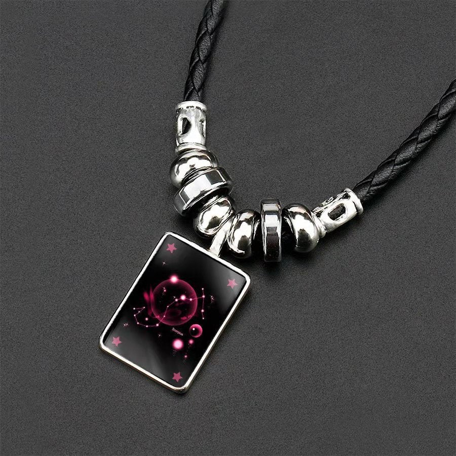 Wholesale Twelve Constellations Starry Sky Luminous Retro Necklace ACC-NE-Pufei004