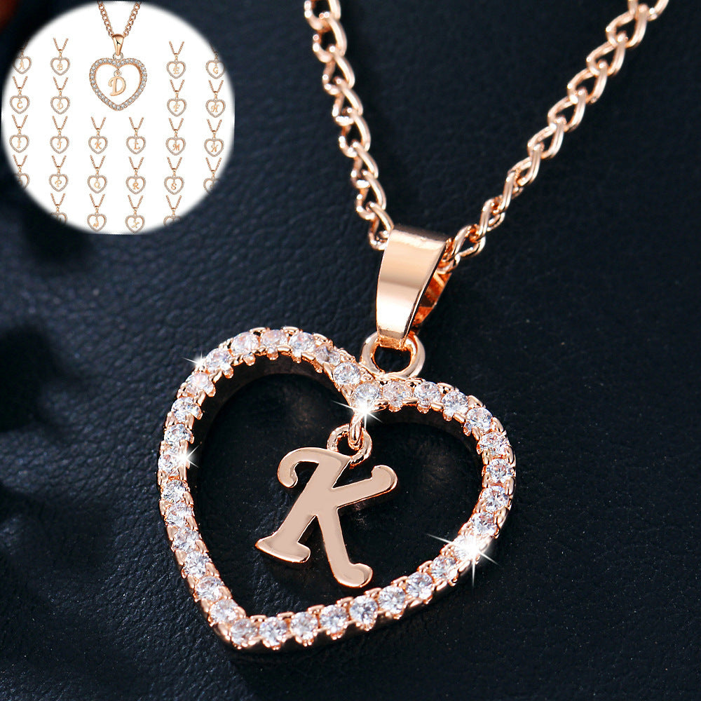Wholesale Alloy Letter Zircon Love Necklace Jewelry Love Pendant