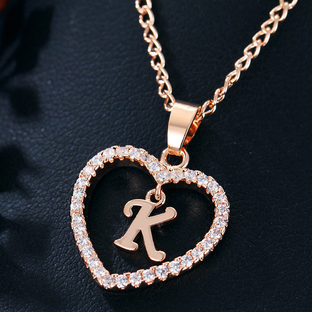 Wholesale Alloy Letter Zircon Love Necklace Jewelry Love Pendant