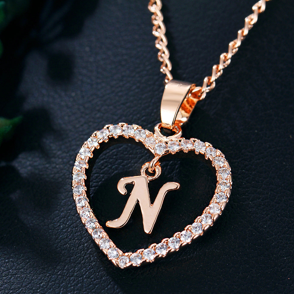 Wholesale Alloy Letter Zircon Love Necklace Jewelry Love Pendant