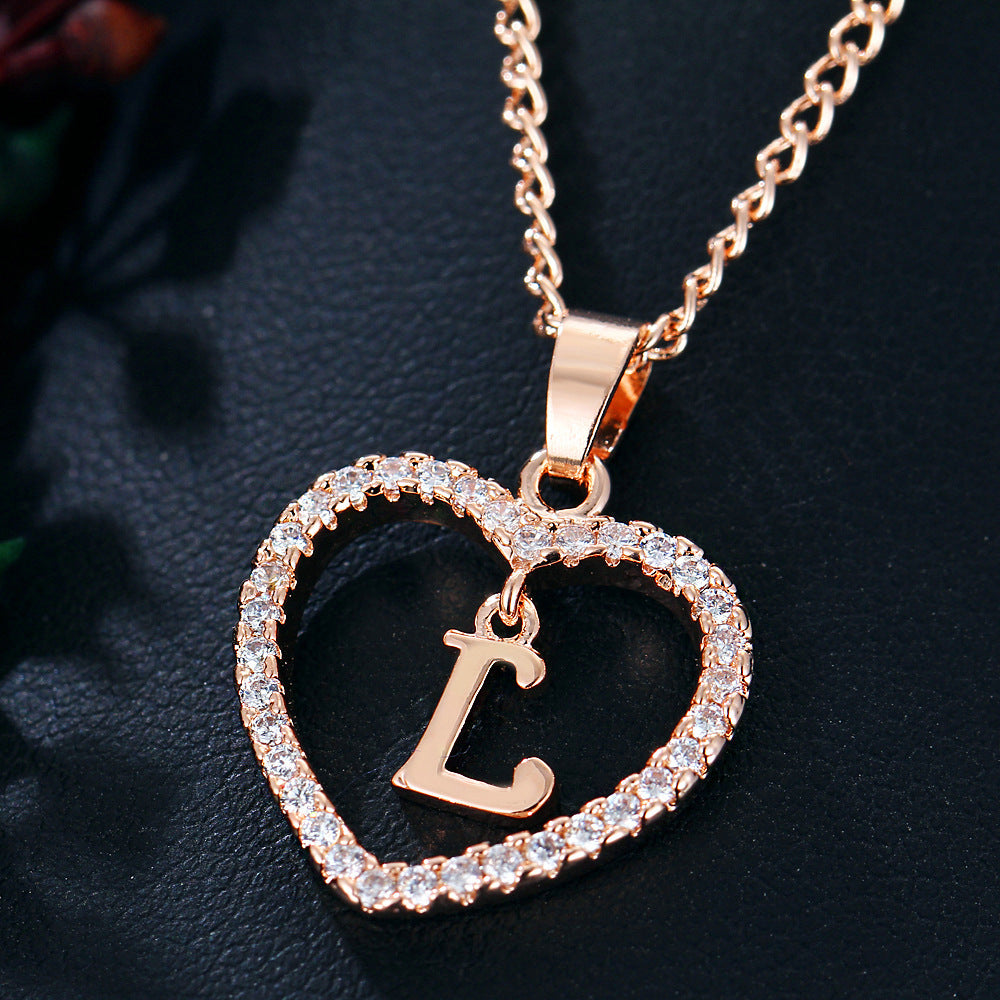 Wholesale Alloy Letter Zircon Love Necklace Jewelry Love Pendant
