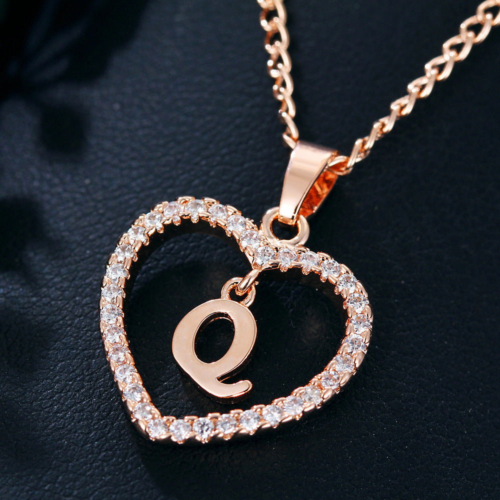 Wholesale Alloy Letter Zircon Love Necklace Jewelry Love Pendant