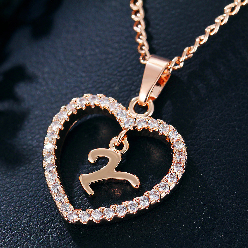 Wholesale Alloy Letter Zircon Love Necklace Jewelry Love Pendant
