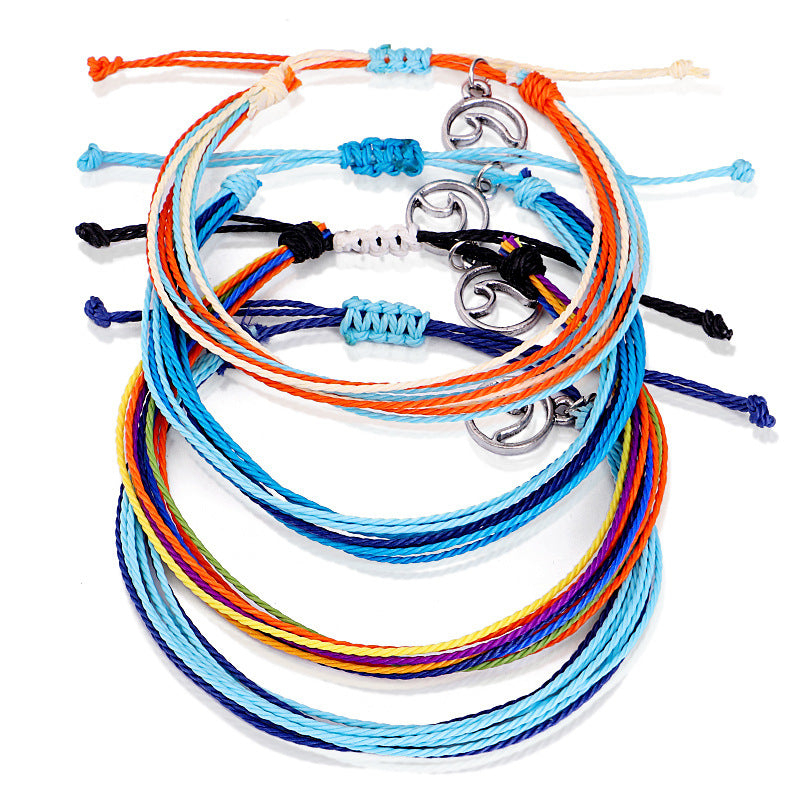 Wholesale Hand-woven Bohemian Waterproof Wax Cord Bracelet