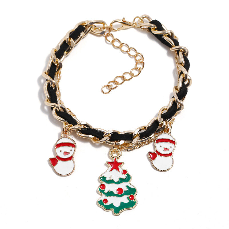 Wholesale Snowflake Christmas Tree Alloy Oil Drop Bracelet ACC-BT-MDD002