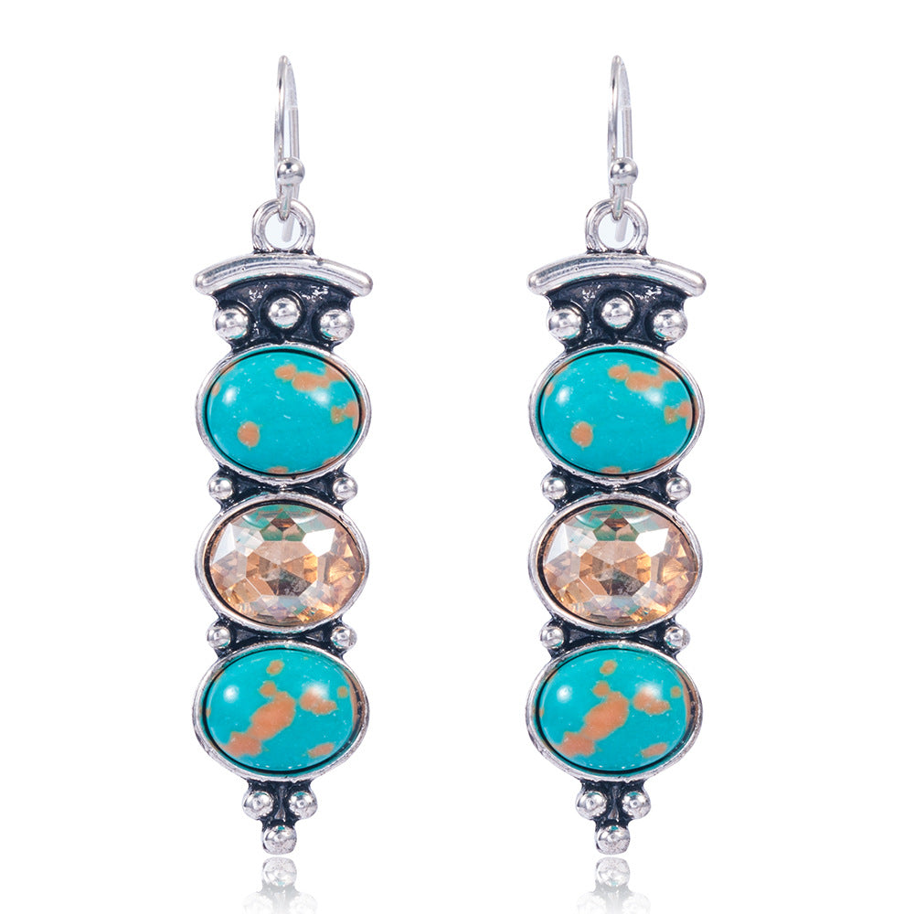 Wholesale turquoise earrings  creative Champagne crystal long earrings
