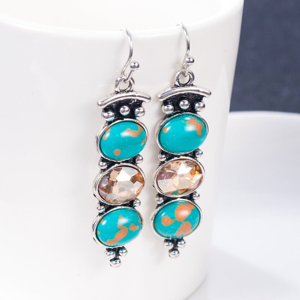 Wholesale turquoise earrings  creative Champagne crystal long earrings