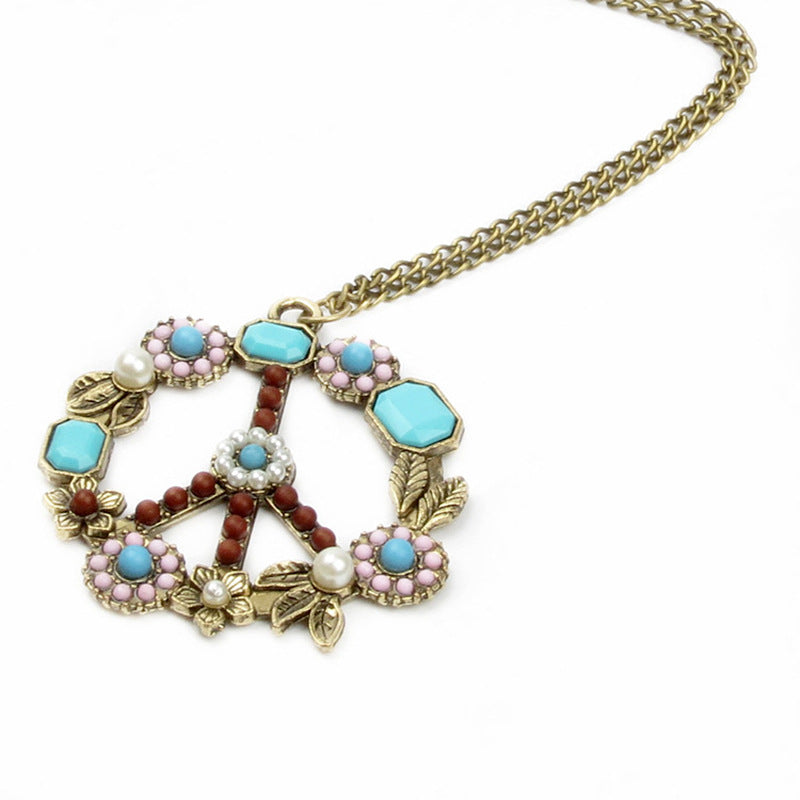 Wholesale Alloy Electroplated Retro Turquoise Pearl Necklace,  Fashion Accessory for Daily Wear