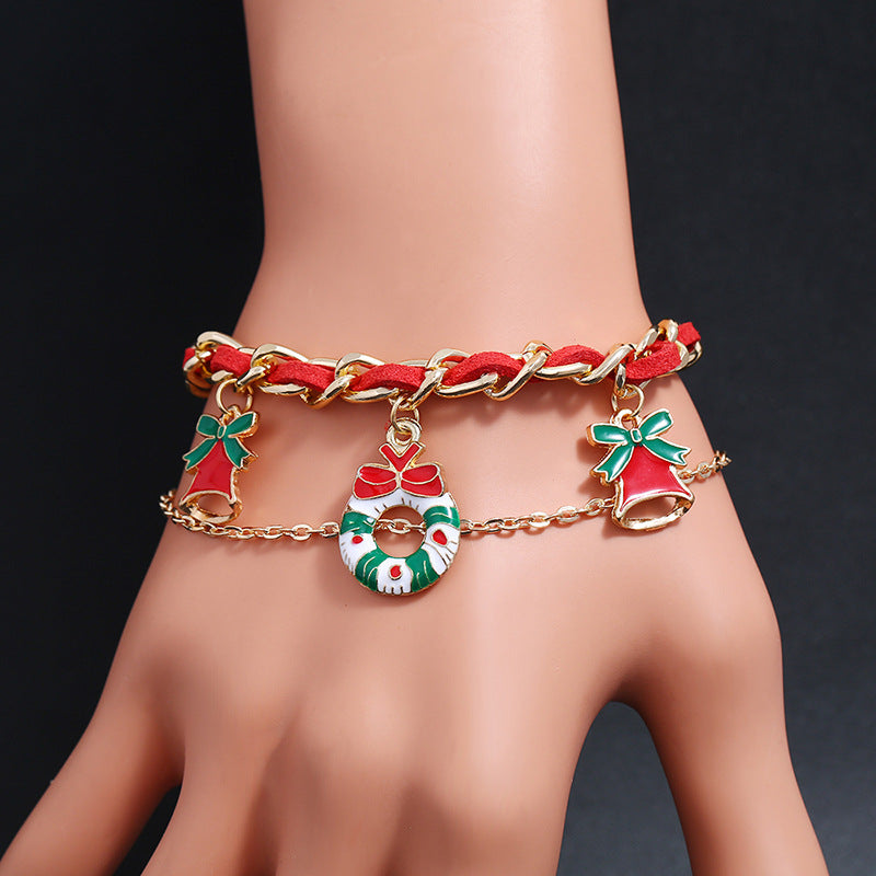 Wholesale Snowflake Christmas Tree Alloy Oil Drop Bracelet ACC-BT-MDD002