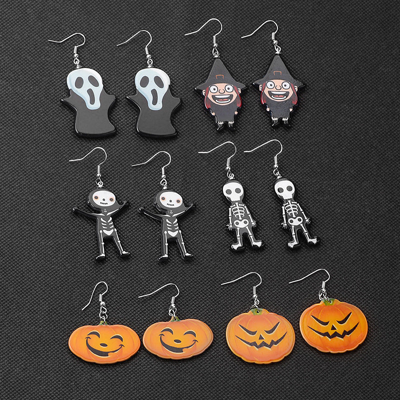 Wholesale  ghost skull witch grimace pumpkin earrings