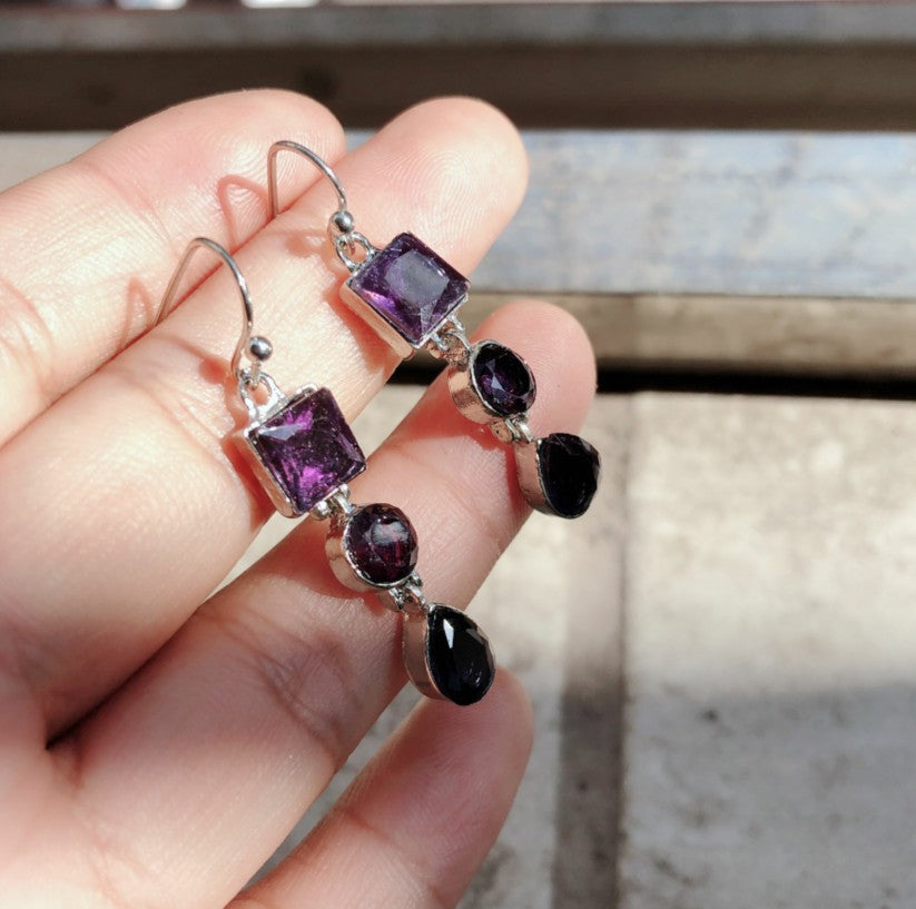 Wholesale Lavender Amethyst Rhinestone Long Drop Earrings For Women Trendy Jewelry Accessory Gift