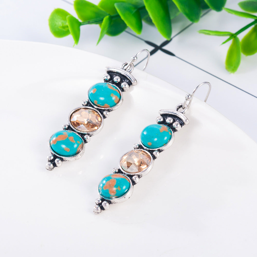Wholesale turquoise earrings  creative Champagne crystal long earrings