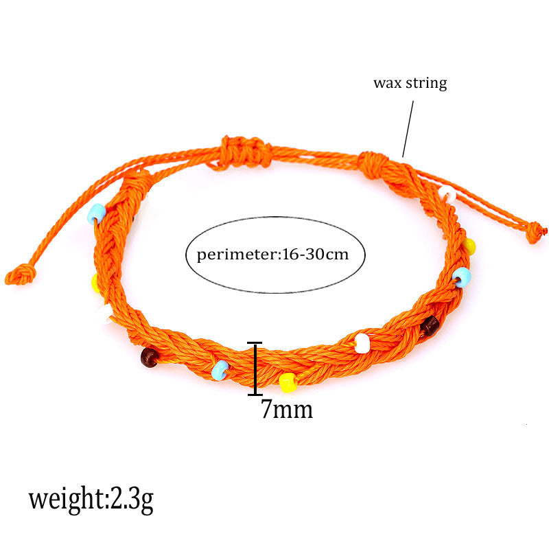 Wholesale hand-woven bracelet waterproof wax thread plus rice beads hand rope