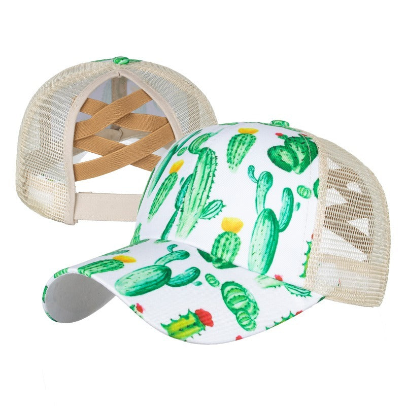 Wholesale Western Style Aztec Cow Print Leopard Mesh Cap Ponytail Cap Baseball Cap Hat ACC-HT-RongZhao005