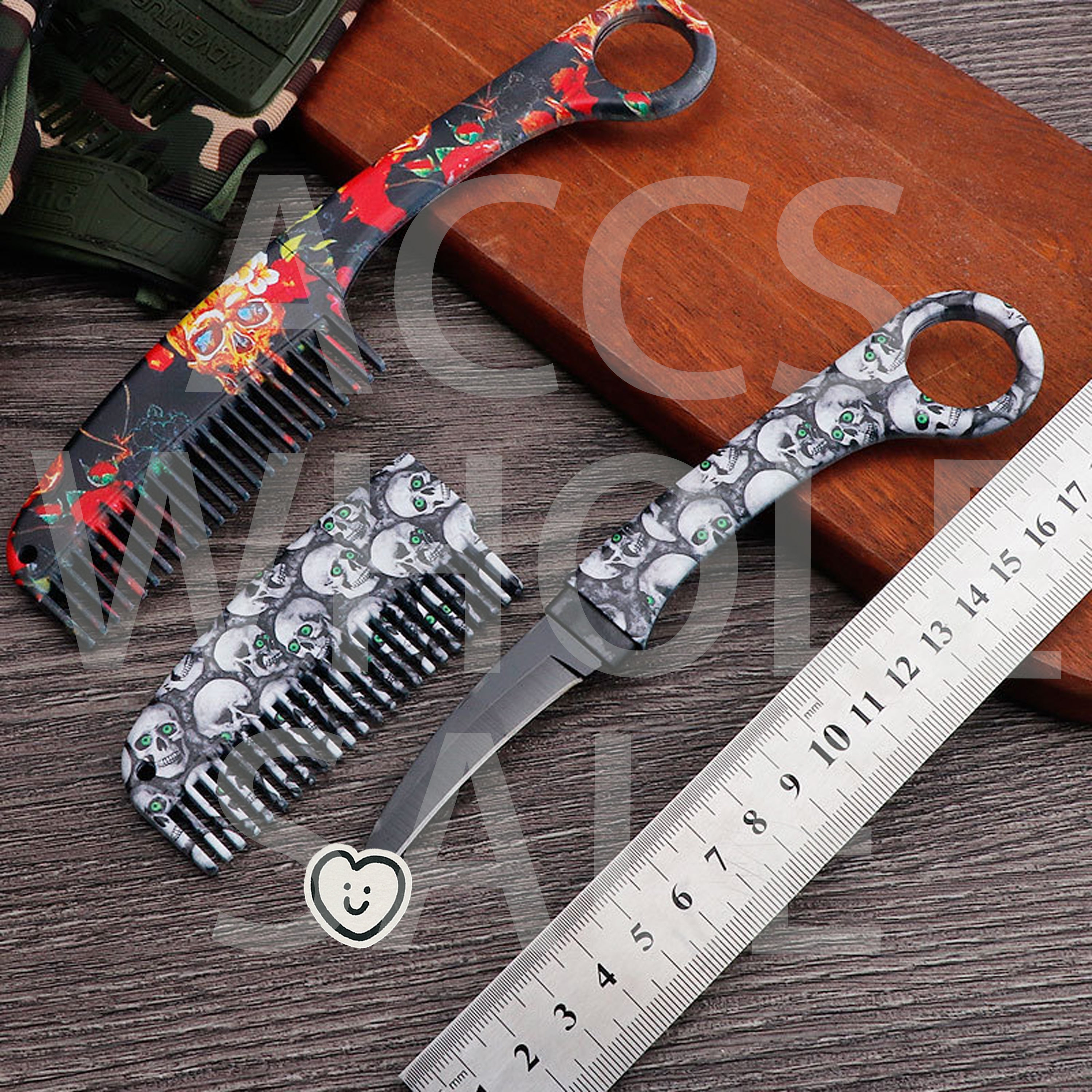 Wholesale Home Kitchen Comb Shape Fruit Cutting Tool Stainless Steel Fruit Peeler Leopard Print Skull Print Portable Peeler