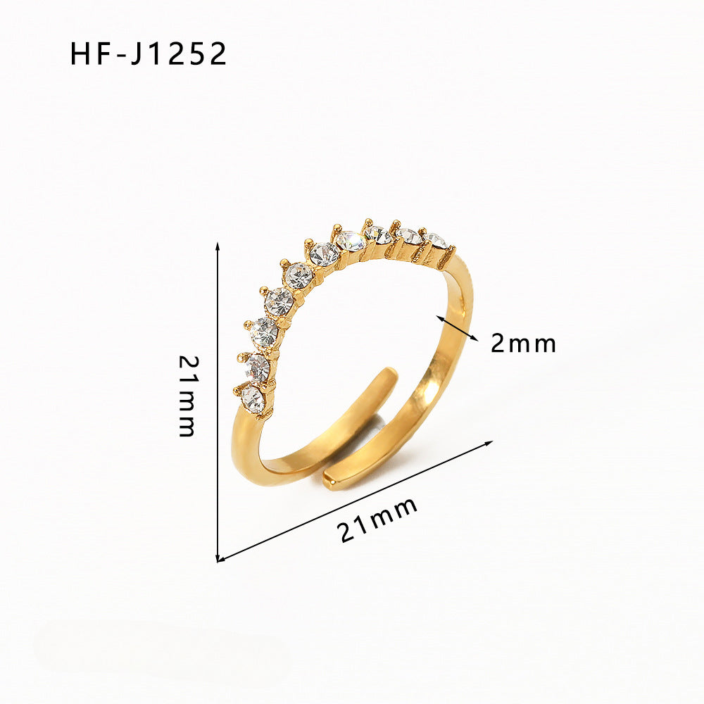 Wholesale Inlaid Zircon Open Adjustable 18k Gold Plated Stainless steel Rings ACC-RS-Xiny006