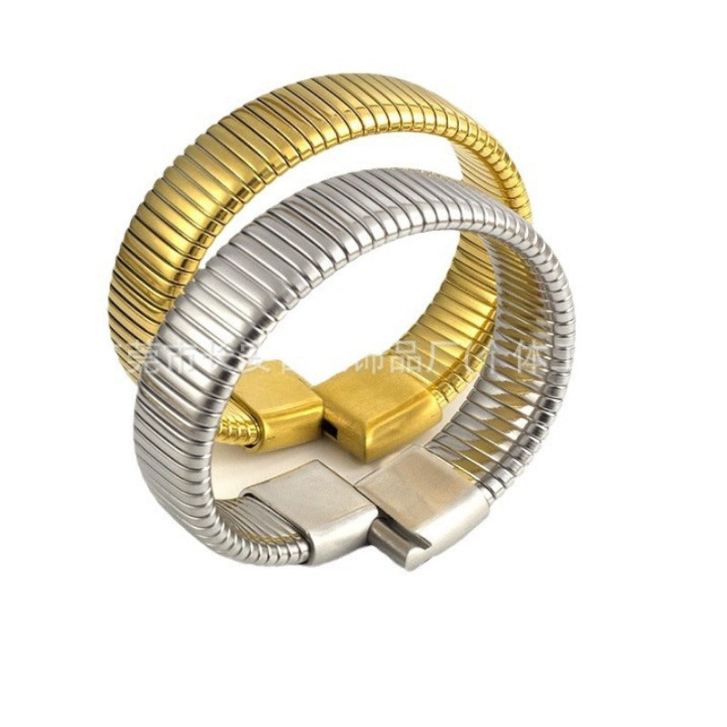 Wholesale Striped Silver Niche Clip Bracelet ACC-BT-Xiangou001