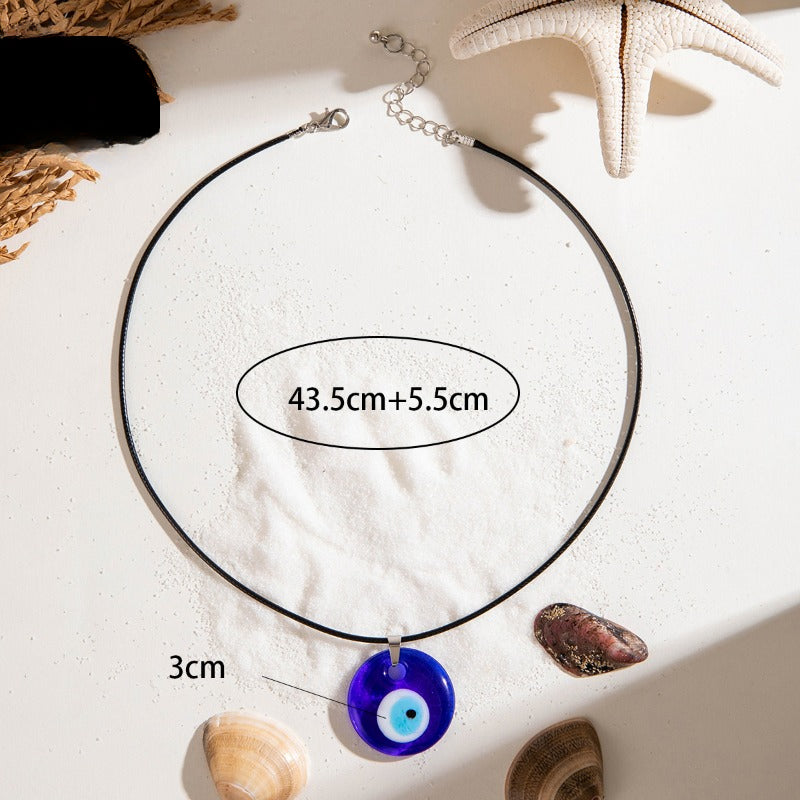 Wholesale Blue Evil Eye Pendant Necklace Earrings Jewelry Set ACC-NE-YongGe016