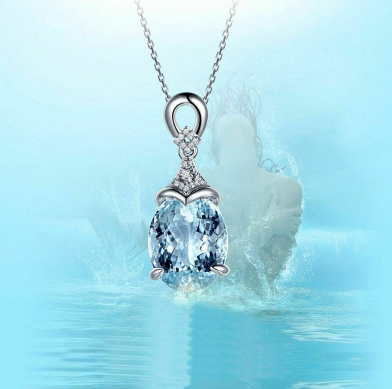 Wholesale Carat Aquamarine Pendant Women' s Diamond Color Gemstone Pendant Valentine' s Day Gift Jewelry