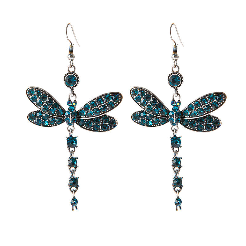 Wholesale Alloy Dragonfly Earrings,  Stylish European American Insect Pendant Jewelry for Women,  Red,  Wedding Gift Accessory