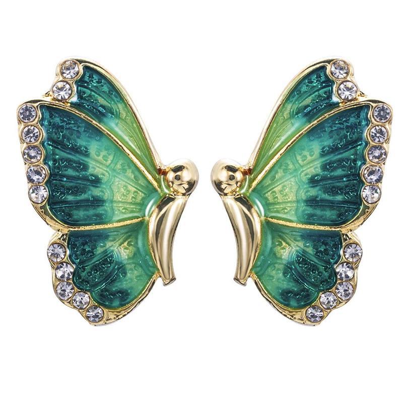 Wholesale Alloy Rhinestone Encrusted Butterfly Earrings