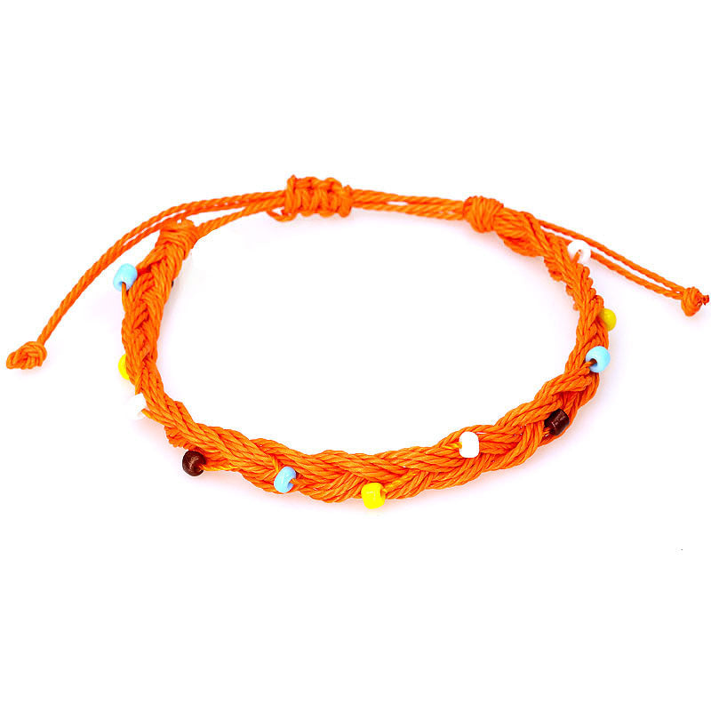 Wholesale hand-woven bracelet waterproof wax thread plus rice beads hand rope