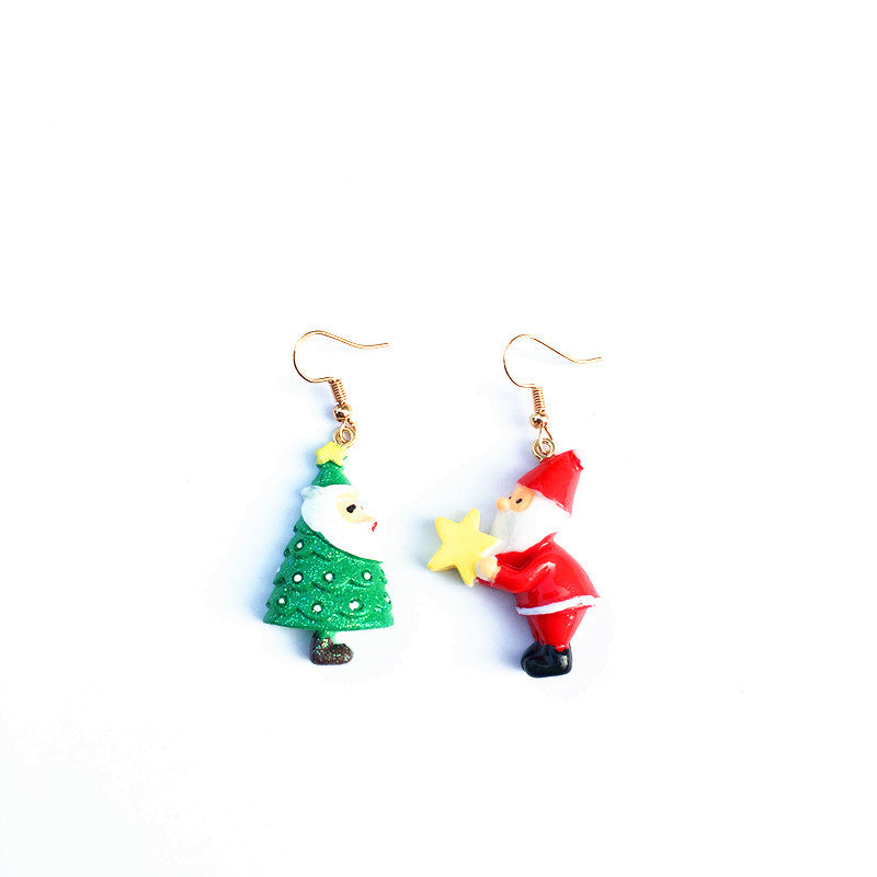 Wholesale Christmas asymmetrical clip earrings