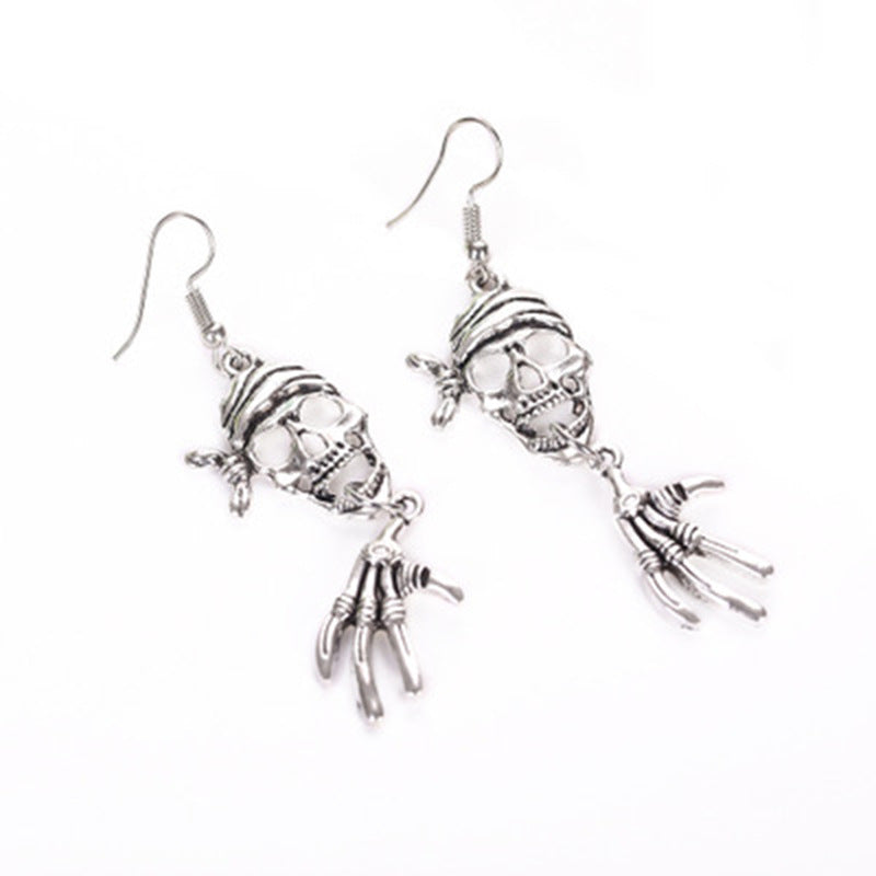 Wholesale Halloween Horror Alloy Vintage Pirate Skull Earrings ACC-ES-BinLi011