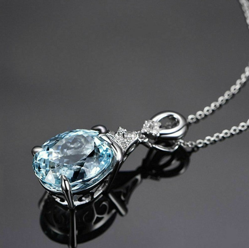Wholesale Carat Aquamarine Pendant Women' s Diamond Color Gemstone Pendant Valentine' s Day Gift Jewelry