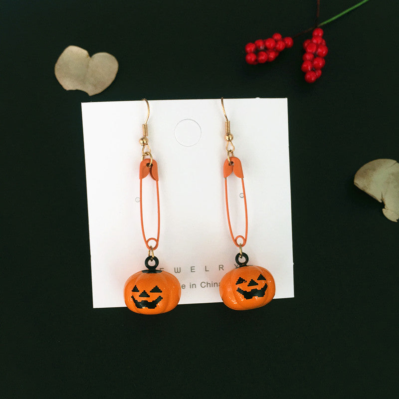 Wholesale Halloween Creative earrings funny pumpkin bell earrings