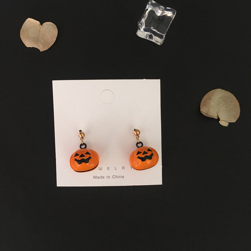 Wholesale Halloween Creative earrings funny pumpkin bell earrings