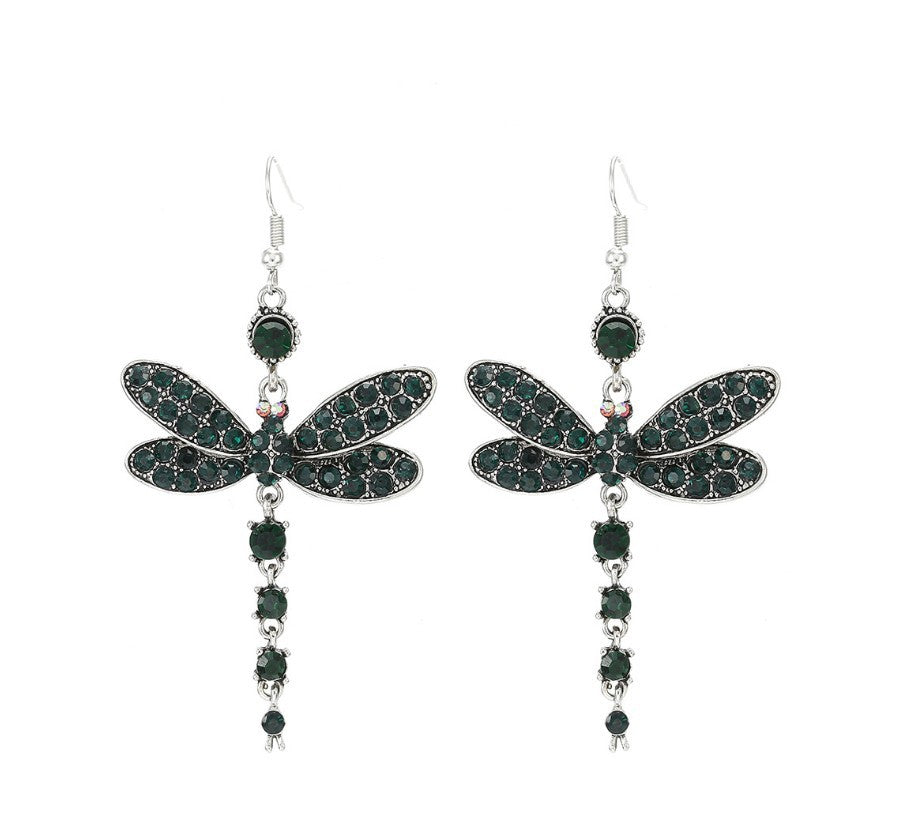 Wholesale Alloy Dragonfly Earrings,  Stylish European American Insect Pendant Jewelry for Women,  Red,  Wedding Gift Accessory