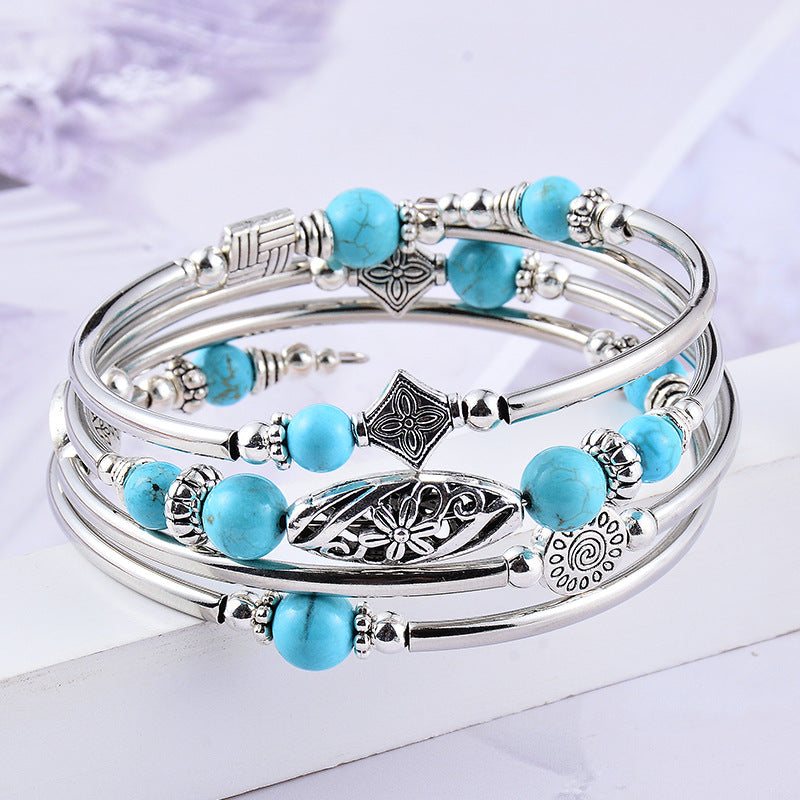 Wholesale Natural Turquoise Wrap Bracelet ACC-BT-Duoy005