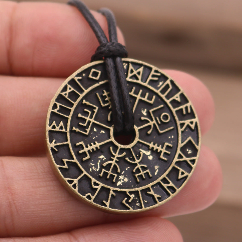 Wholesale Rune Compass Hollow Pendant Alloy Necklaces ACC-NE-Hongg002