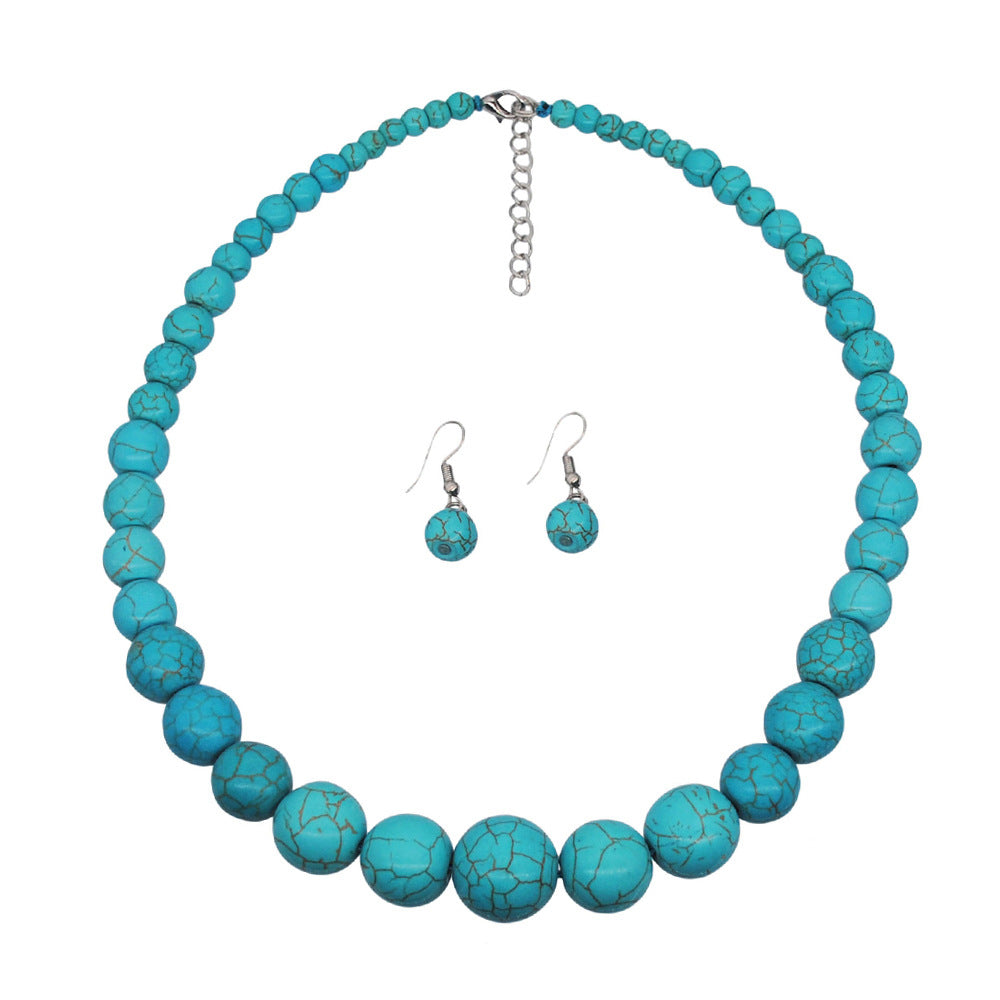Wholesale Vintage Irregular Turquoise Beaded Necklace Set
