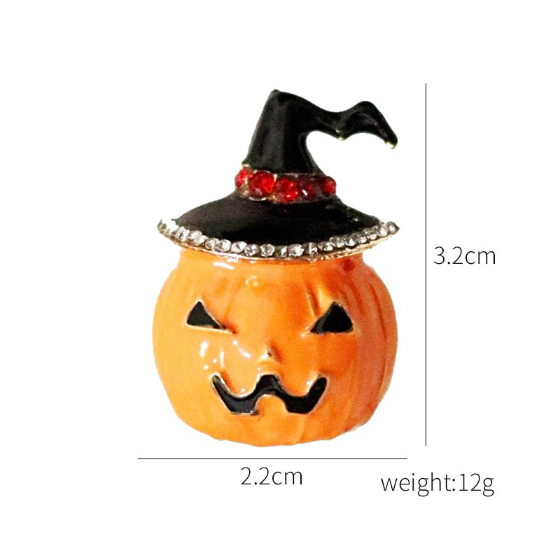 Wholesale Christmas  Creative Alloy Oil Dropping Pumpkin Diamond Brooch
