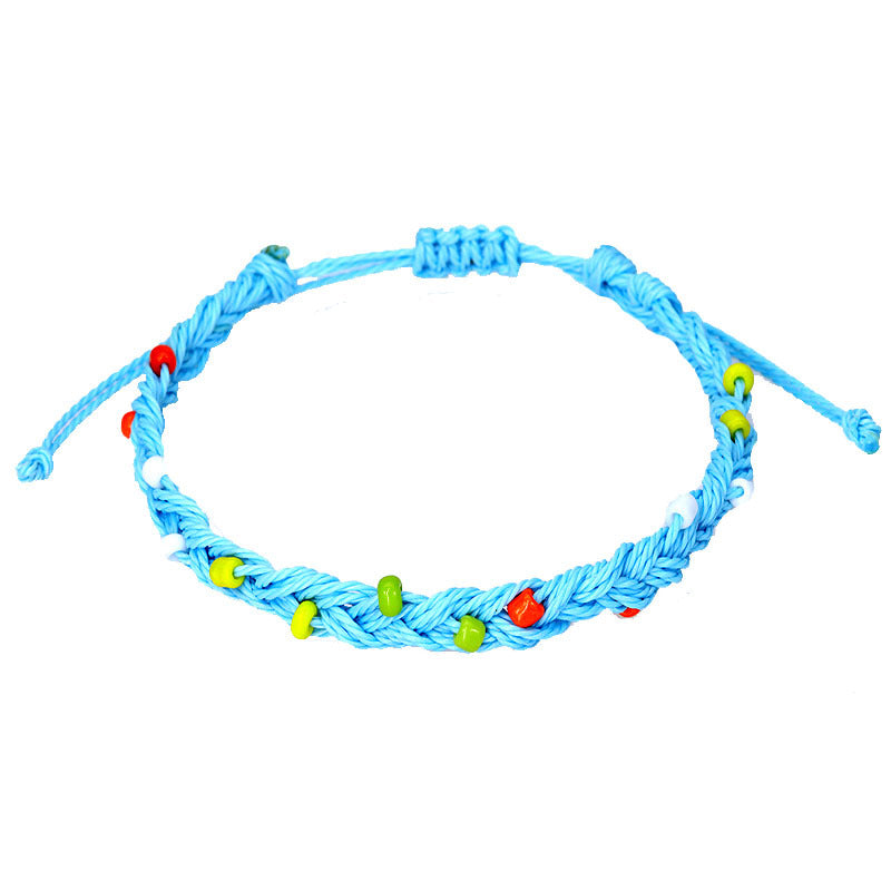 Wholesale hand-woven bracelet waterproof wax thread plus rice beads hand rope