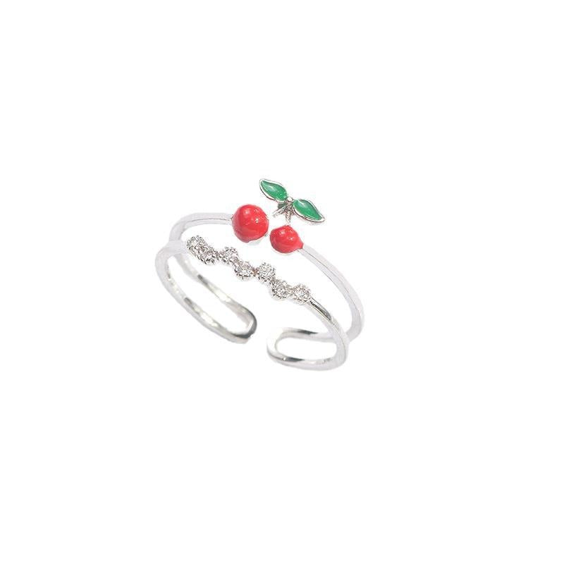 Wholesale Cute Oil Dripping Cherry Adjustable Ring ACC-RS-MDD003
